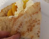 A picture of step 3 of My Peaches & Cream Crepe Wrap. 😘.