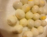 A picture of step 1 of Tiger Quail Eggs on Sweet Chili Rice.