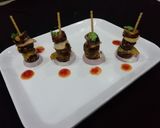 A picture of step 4 of Brinjal tikka.