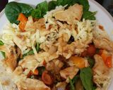 A picture of step 4 of My chicken, chilli, cheese open wrap 😀.