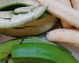 A picture of step 1 of Peels of raw banana with potato curry.