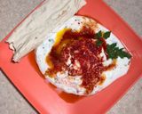 A picture of step 4 of Chilbeesh (Çılbır🇹🇷) Turkish poached eggs.