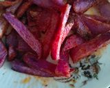 A picture of step 2 of Purple Sweet potato french fries with spicy dip.