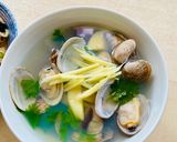 A picture of step 3 of Clam Soup with Ginger and Umeboshi broth.