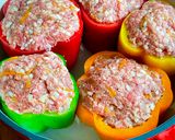 A picture of step 5 of Easy Creamy Tomato Sauce Stuffed Bell Peppers with Meat and Rice by TastyPinch.