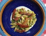 Foto del passaggio 2 della ricetta Mezze penne rigate ai pisellini