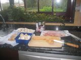 Brochetas de pollo champis y bacon