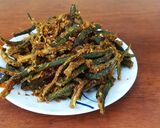 A picture of step 6 of Kurkuri bhindi in microwave.