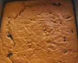 A picture of step 5 of Vanilla with chocolate chips cake and chocolate vermicelli drips.