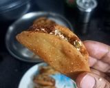 A picture of step 5 of Crispy Taco samosa bites.