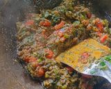 A picture of step 6 of Smoky Brinjal with Spinach (Green Olo Style).