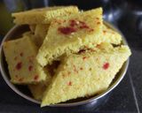 A picture of step 7 of Khatta Dhokla.