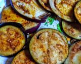 A picture of step 1 of Brinjal fritters.