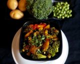 A picture of step 5 of Broccoli Potato Matar ki Sabji.