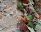 A picture of step 1 of Arabic shuwarma wrap.