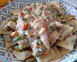 Foto del paso 5 de la receta: 🍗🍝Raviolis con salsa blanca de verduras y pollo🍝🍗
