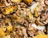 A picture of step 7 of Baked Chicken 🐔 with Artichokes, Mushrooms 🍄 and Onions 🧅.