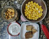 Hình bước làm 2 của món Sữa đậu phộng rang + đậu gà rắc hạt chia🥜🥜🥜🧆🍶