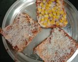A picture of step 2 of Corn cheese pizza sandwich.