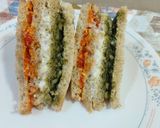 A picture of step 4 of Tri colour sandwiches.