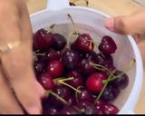 A picture of step 1 of Fresh Cherry 🍒 Salad with Feta Cheese 🧀 & Walnuts.