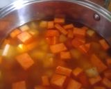 A picture of step 2 of Vickys Root Veg & Sausage Soup, GF DF EF SF NF.