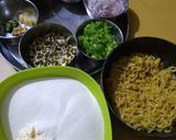 A picture of step 1 of મેગી નૂડલ્સ વેજ ઓમલેટ.