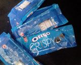 A picture of step 1 of Oreo double layer chocolate bar.