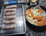 Foto del paso 1 de la receta: Panchos con panceta y papas y boniatos!