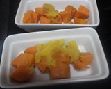 Foto del paso 3 de la receta: Postre de boniato al microondas acompañado de frutas y chocolate líquido