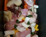 A picture of step 1 of My One Pot Roast, Chorizo, Chicken & Potatoes. 😀.