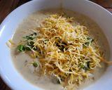A picture of step 6 of Loaded Potato Soup- the quick cheat version.