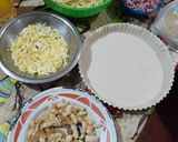 Foto del paso 3 de la receta: Tarta reciclada de fideos, pollo, jamón y queso 🥰