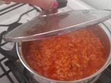 Arroz con salsa de tomate y Pollo a la crema ❤
