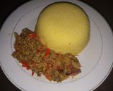 A picture of step 2 of Curry Cuscous with minced meat and egg sauce.