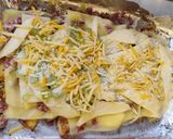 Foto del paso 6 de la receta: Pollo frito y patatas con queso