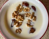 A picture of step 1 of Farari dates and nuts kheer.