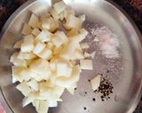 A picture of step 1 of Crunchy Raw potato and Water chestnut Pakodi.