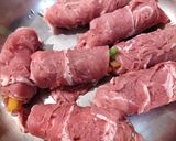 A picture of step 1 of Roll Pork Sices in Teriyake Sauce.