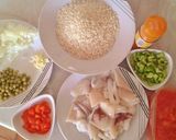 A picture of step 2 of Squid Paella.