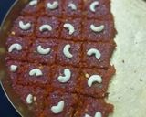 A picture of step 4 of Gajar Ka Halwa with milk and cashews.