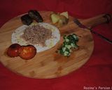 A picture of step 8 of Persian pan fried sumac kebab.