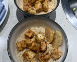 A picture of step 4 of Crispy tofu top with sweet sticky and sour sauce with brown rice.