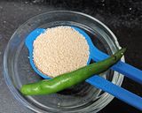 A picture of step 1 of Baingan Posto.