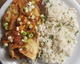 A picture of step 17 of Vegetarian enchiladas with coriander lime rice.
