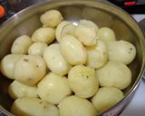 A picture of step 1 of Baby potato and cornflour smiley 😊.
