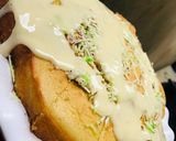 A picture of step 5 of Basbousa(semovita cake).
