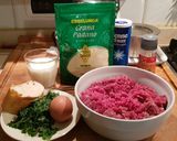 A picture of step 1 of Italian meatballs aka Polpette.