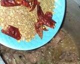 A picture of step 3 of Meat with dry whole spices.