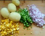 A picture of step 1 of Tandoori Corn Aloo Frankie.